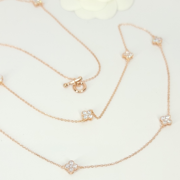 NEW Clover Pave Double Sides CZ Choker Necklace - Picture 11 of 16